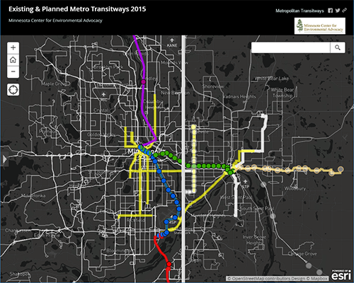Screenshot of Metro Transitways Web Map