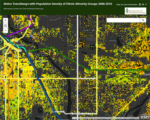 Screenshot of Ethnic Minority Populations Web Map