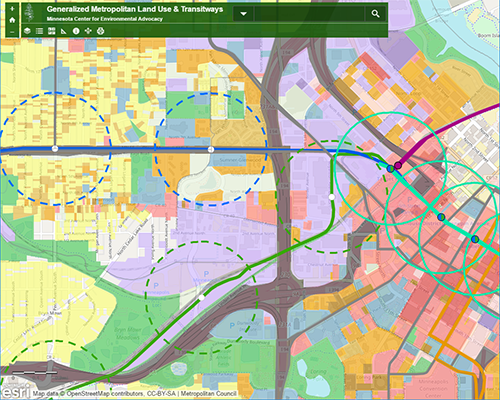 Screenshot of Metro Transit and Land Use Web Map