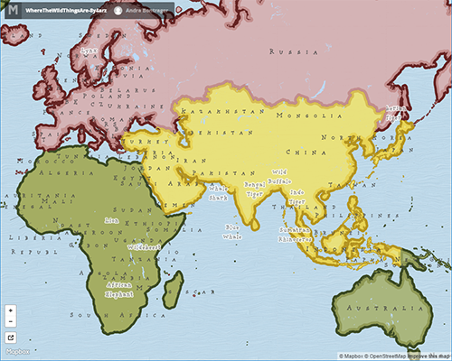 Screenshot of Web Map Developed as an Ode to the Wild Things