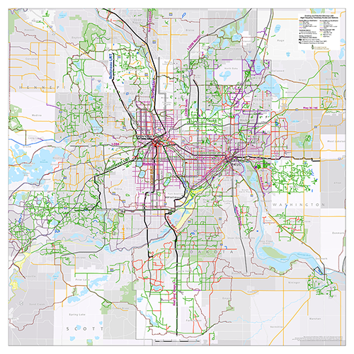 Metro Bikeways and Transitways Wall Map